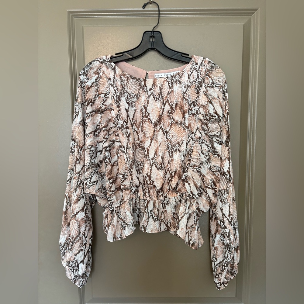 HYFVE Snake Print Blouse - Brown and Cream